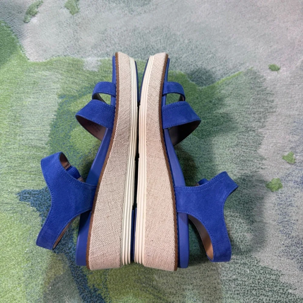 Cole Haan OriginalGrand Blue Suede Platform Wedge Sandals W32542 Womens 8.5 B